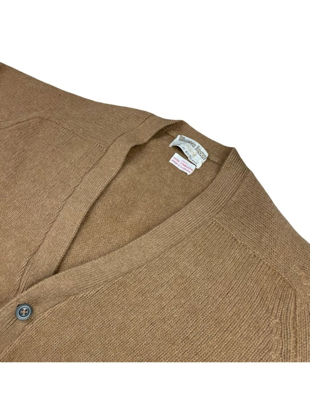 VTG William Lockie Men's 100% Camel Hair Cardigan Sweater Tan • Scotland • Large